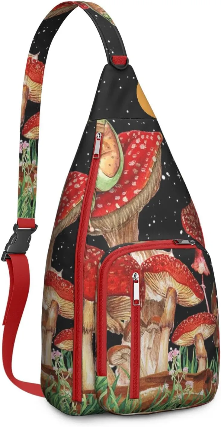 Shoulder Sling Crossbody Casual Chest Bag For Travel Sports Running,Backpack for Men & Women Lightweight Sports BagCrossbody Concealed Carry,Mushroom Shoulder Bag Waterproof Chest Bag