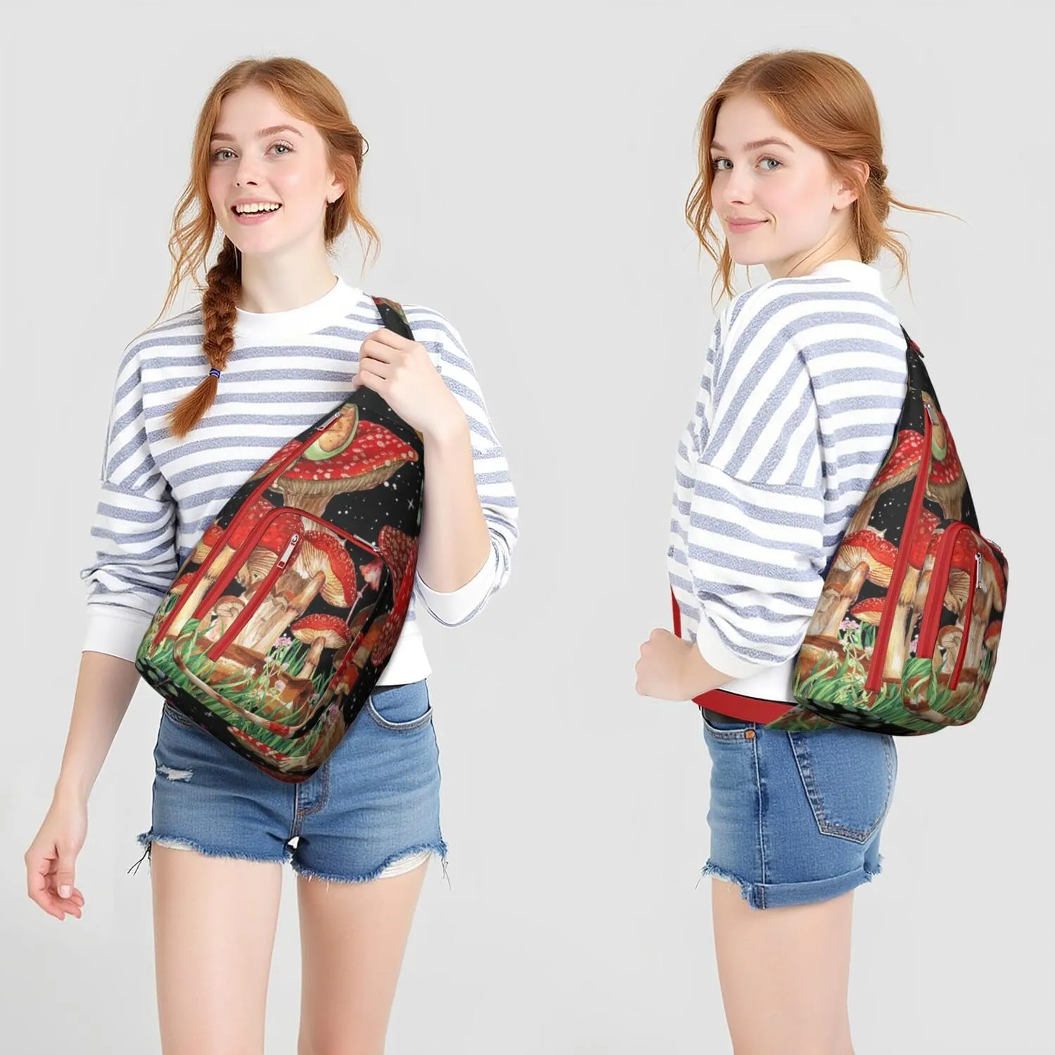 Shoulder Sling Crossbody Casual Chest Bag For Travel Sports Running,Backpack for Men & Women Lightweight Sports BagCrossbody Concealed Carry,Mushroom Shoulder Bag Waterproof Chest Bag