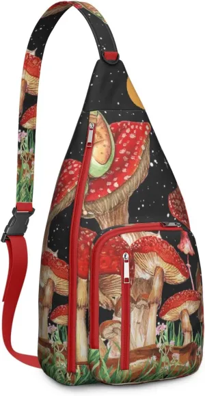 Shoulder Sling Crossbody Casual Chest Bag For Travel Sports Running,Backpack for Men & Women Lightweight Sports BagCrossbody Concealed Carry,Mushroom Shoulder Bag Waterproof Chest Bag