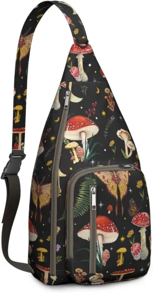 Shoulder Sling Crossbody Casual Chest Bag For Travel Sports Running,Backpack for Men & Women Lightweight Sports BagCrossbody Concealed Carry,Mushroom Shoulder Bag Waterproof Chest Bag
