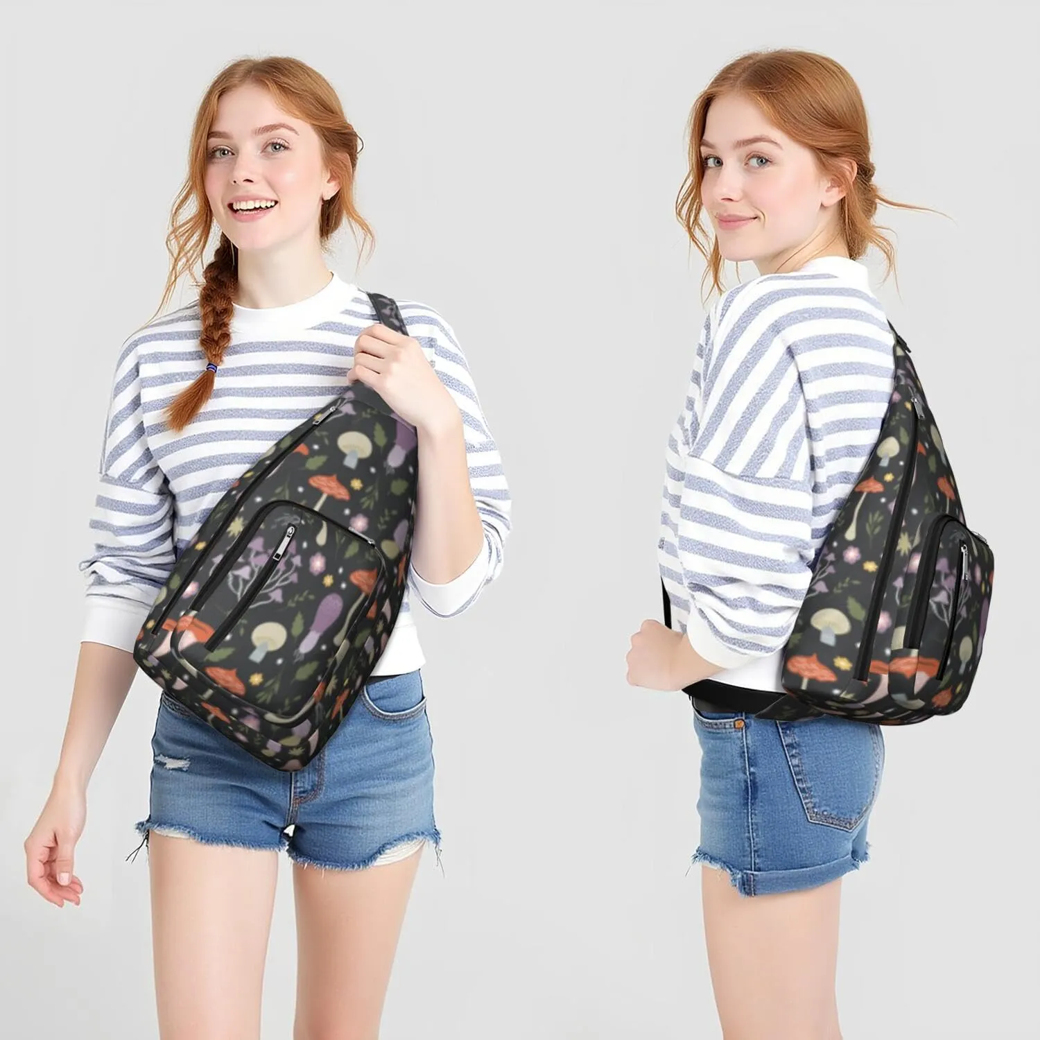 Shoulder Sling Crossbody Casual Chest Bag For Travel Sports Running,Backpack for Men & Women Lightweight Sports BagCrossbody Concealed Carry,Mushroom Shoulder Bag Waterproof Chest Bag