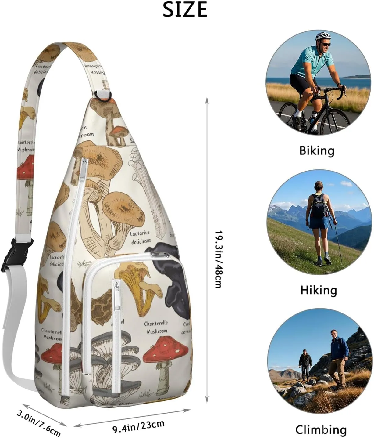 Shoulder Sling Crossbody Casual Chest Bag For Travel Sports Running,Backpack for Men & Women Lightweight Sports BagCrossbody Concealed Carry,Mushroom Shoulder Bag Waterproof Chest Bag