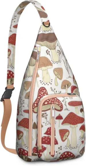 Shoulder Sling Crossbody Casual Chest Bag For Travel Sports Running,Backpack for Men & Women Lightweight Sports BagCrossbody Concealed Carry,Mushroom Shoulder Bag Waterproof Chest Bag