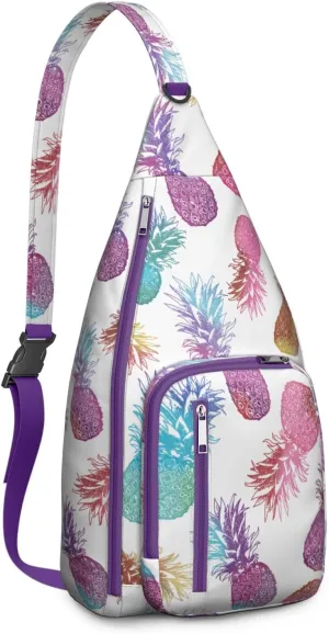 Shoulder Sling Crossbody Casual Chest Bag For Travel Sports Running,Backpack for Men & Women Lightweight Sports BagCrossbody Concealed Carry,Pineapple Shoulder Bag Waterproof Chest Bag
