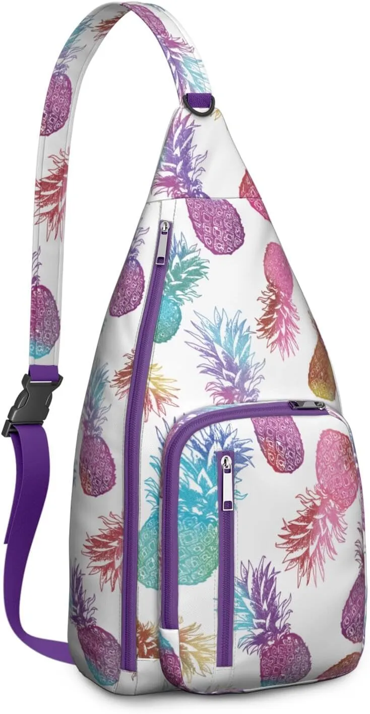 Shoulder Sling Crossbody Casual Chest Bag For Travel Sports Running,Backpack for Men & Women Lightweight Sports BagCrossbody Concealed Carry,Pineapple Shoulder Bag Waterproof Chest Bag
