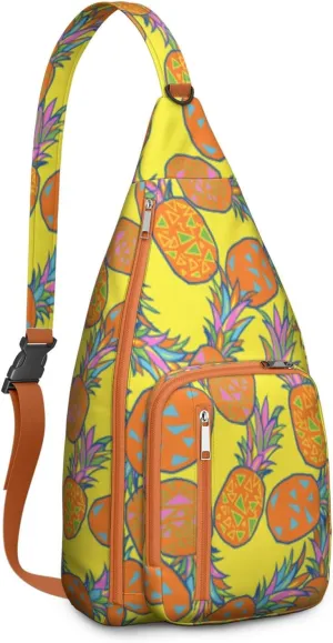 Shoulder Sling Crossbody Casual Chest Bag For Travel Sports Running,Backpack for Men & Women Lightweight Sports BagCrossbody Concealed Carry,Pineapple Shoulder Bag Waterproof Chest Bag