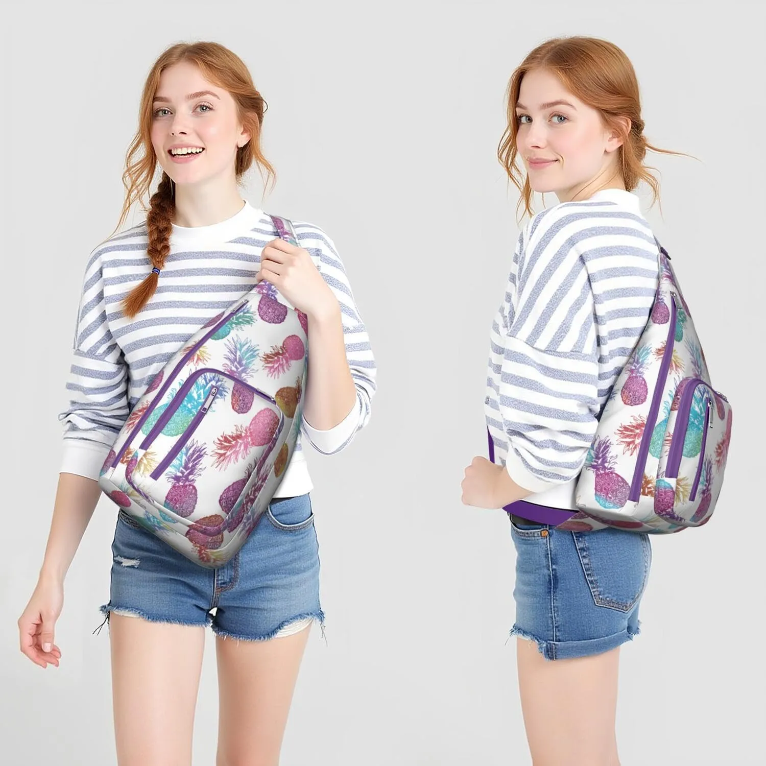 Shoulder Sling Crossbody Casual Chest Bag For Travel Sports Running,Backpack for Men & Women Lightweight Sports BagCrossbody Concealed Carry,Pineapple Shoulder Bag Waterproof Chest Bag