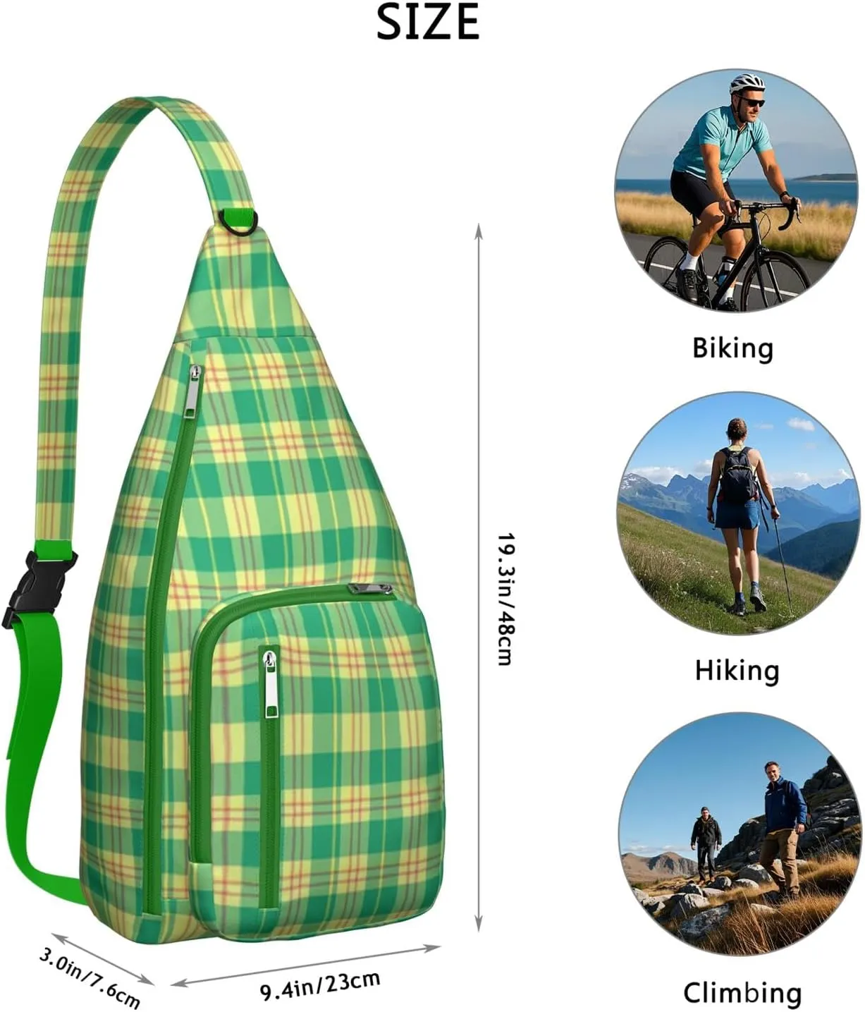 Shoulder Sling Crossbody Casual Chest Bag For Travel Sports Running,Backpack for Men & Women Lightweight Sports BagCrossbody Concealed Carry,Plaid Shoulder Bag Waterproof Chest Bag