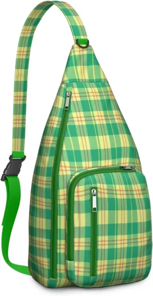 Shoulder Sling Crossbody Casual Chest Bag For Travel Sports Running,Backpack for Men & Women Lightweight Sports BagCrossbody Concealed Carry,Plaid Shoulder Bag Waterproof Chest Bag