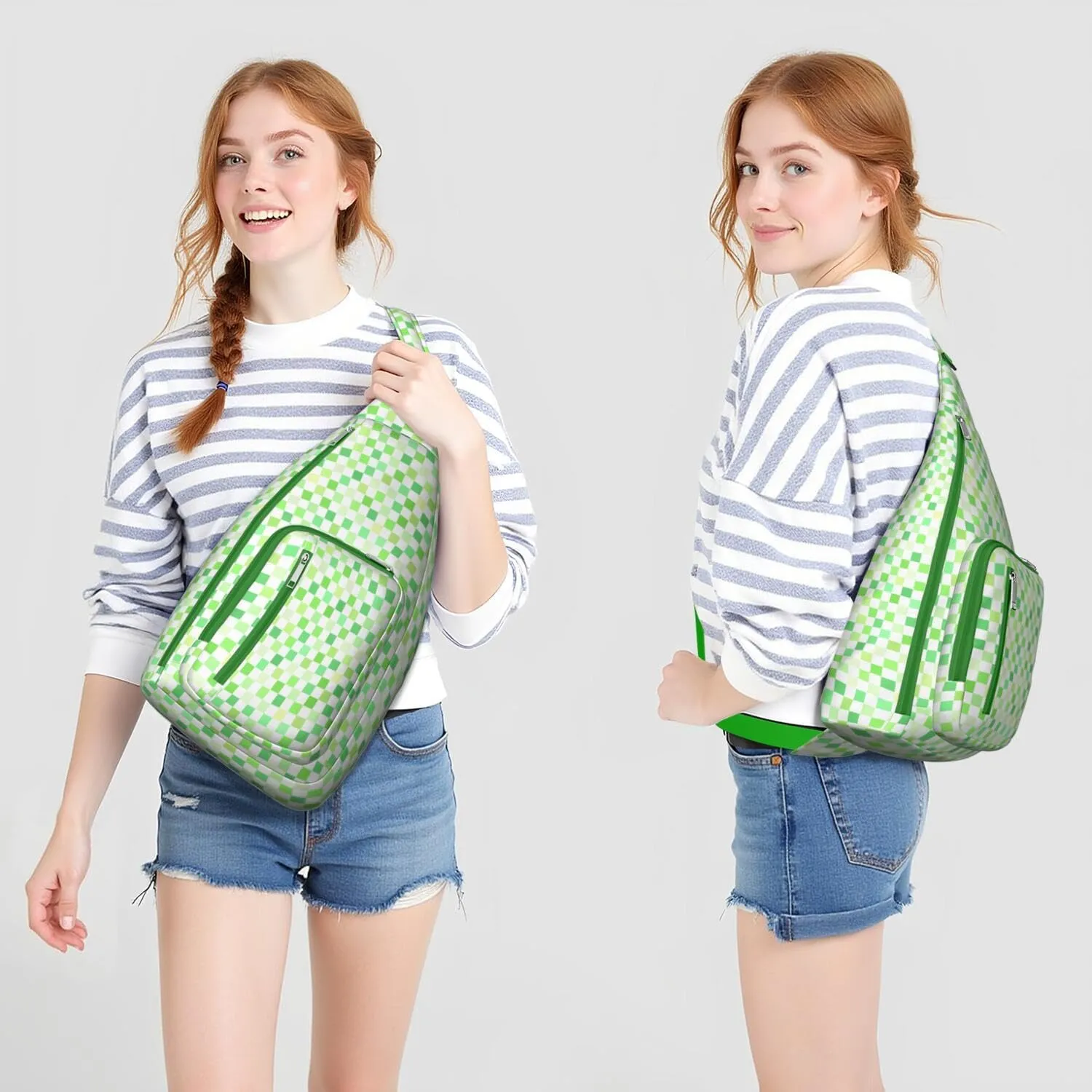 Shoulder Sling Crossbody Casual Chest Bag For Travel Sports Running,Backpack for Men & Women Lightweight Sports BagCrossbody Concealed Carry,Plaid Shoulder Bag Waterproof Chest Bag