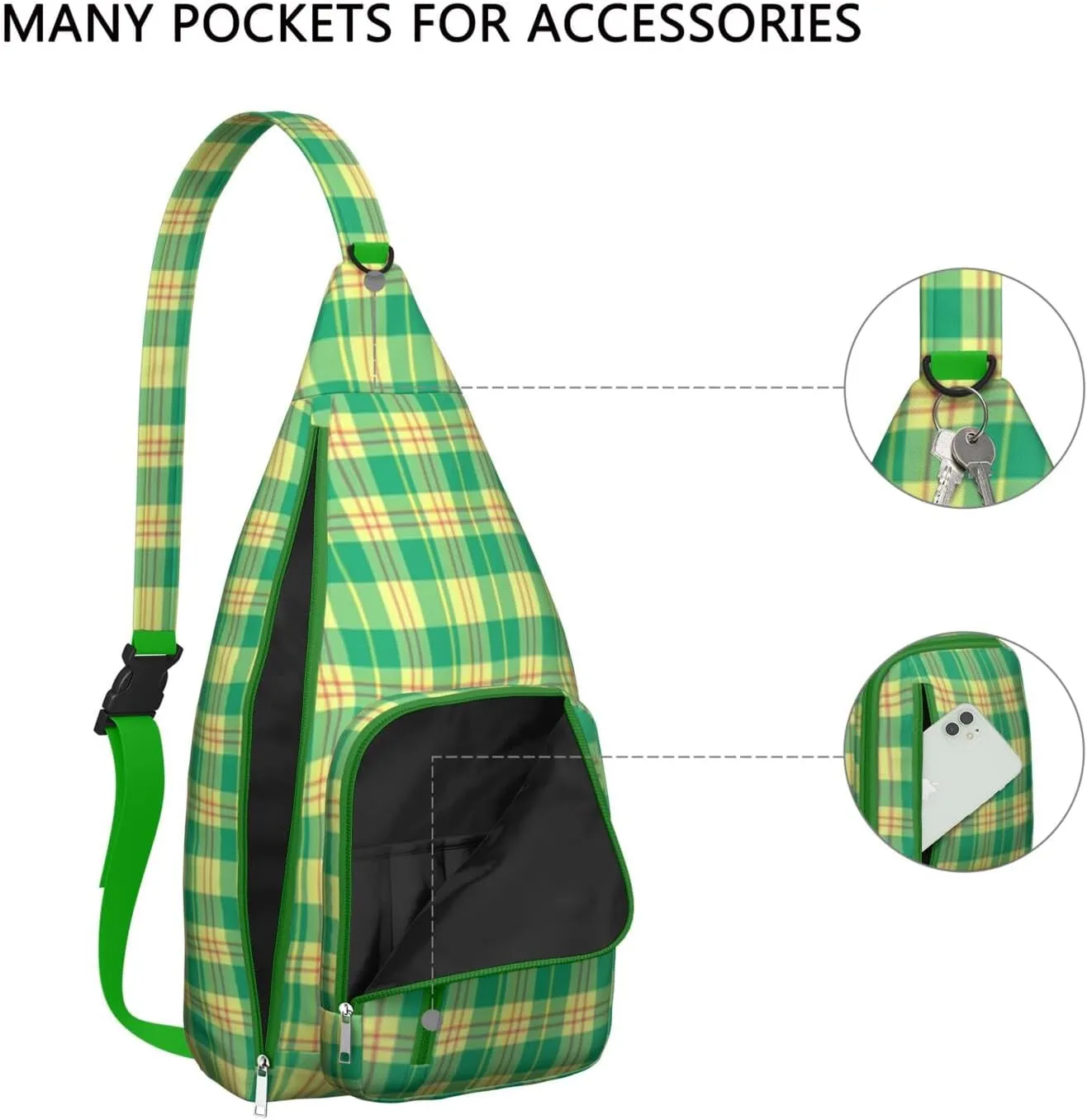 Shoulder Sling Crossbody Casual Chest Bag For Travel Sports Running,Backpack for Men & Women Lightweight Sports BagCrossbody Concealed Carry,Plaid Shoulder Bag Waterproof Chest Bag