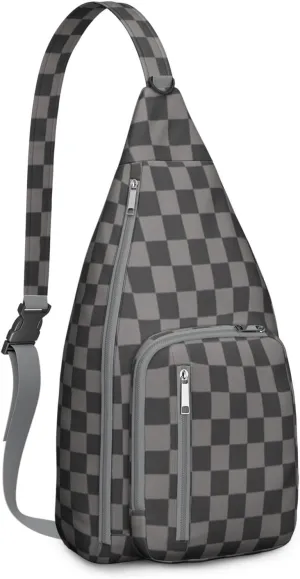 Shoulder Sling Crossbody Casual Chest Bag For Travel Sports Running,Backpack for Men & Women Lightweight Sports BagCrossbody Concealed Carry,Plaid Shoulder Bag Waterproof Chest Bag
