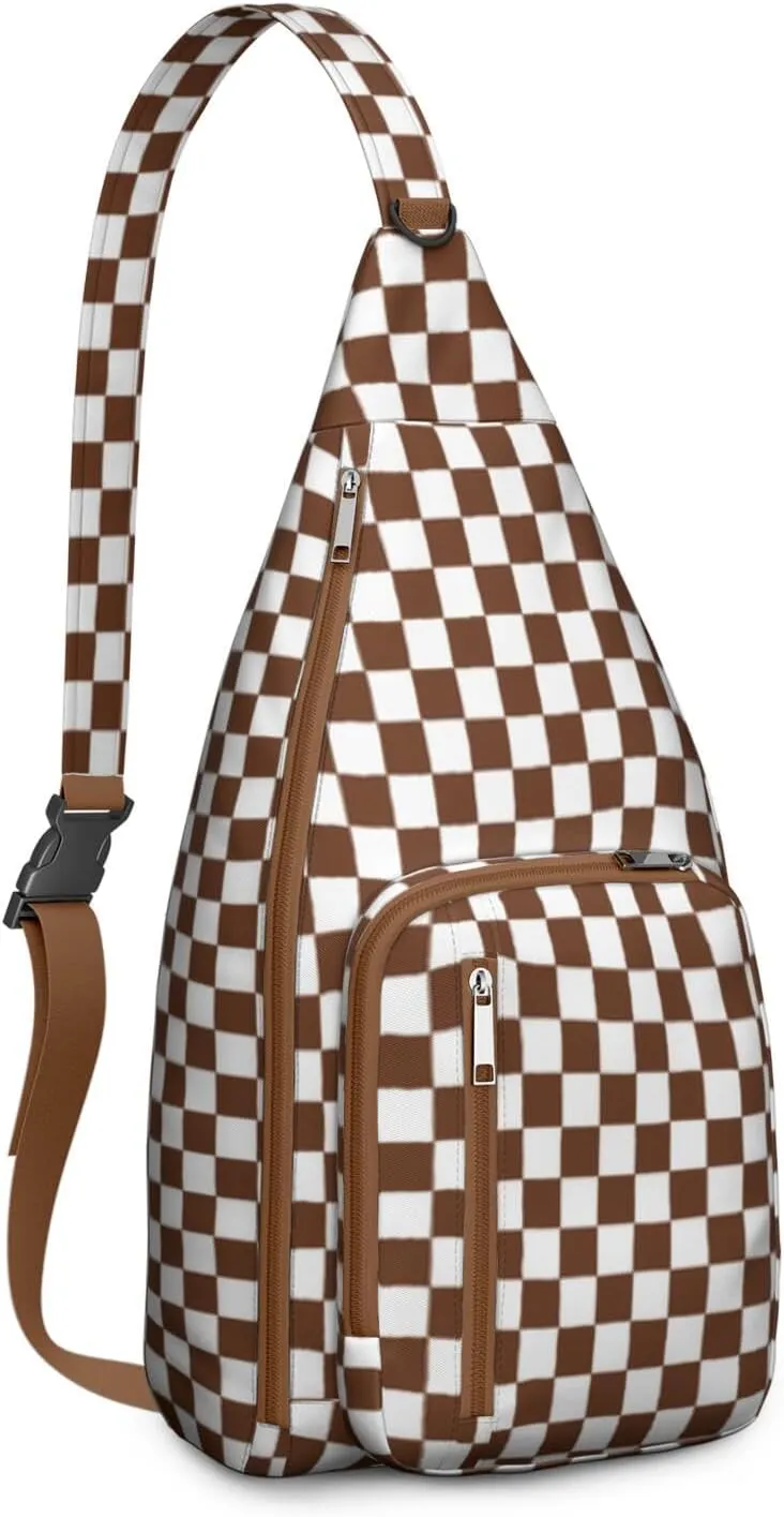 Shoulder Sling Crossbody Casual Chest Bag For Travel Sports Running,Backpack for Men & Women Lightweight Sports BagCrossbody Concealed Carry,Plaid Shoulder Bag Waterproof Chest Bag