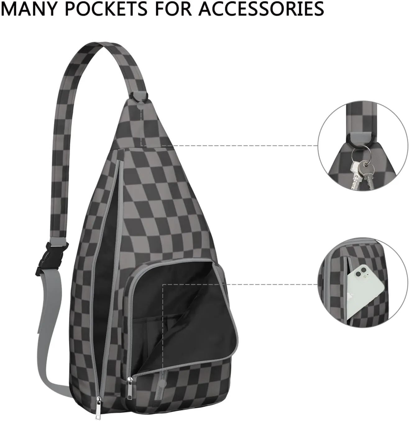 Shoulder Sling Crossbody Casual Chest Bag For Travel Sports Running,Backpack for Men & Women Lightweight Sports BagCrossbody Concealed Carry,Plaid Shoulder Bag Waterproof Chest Bag