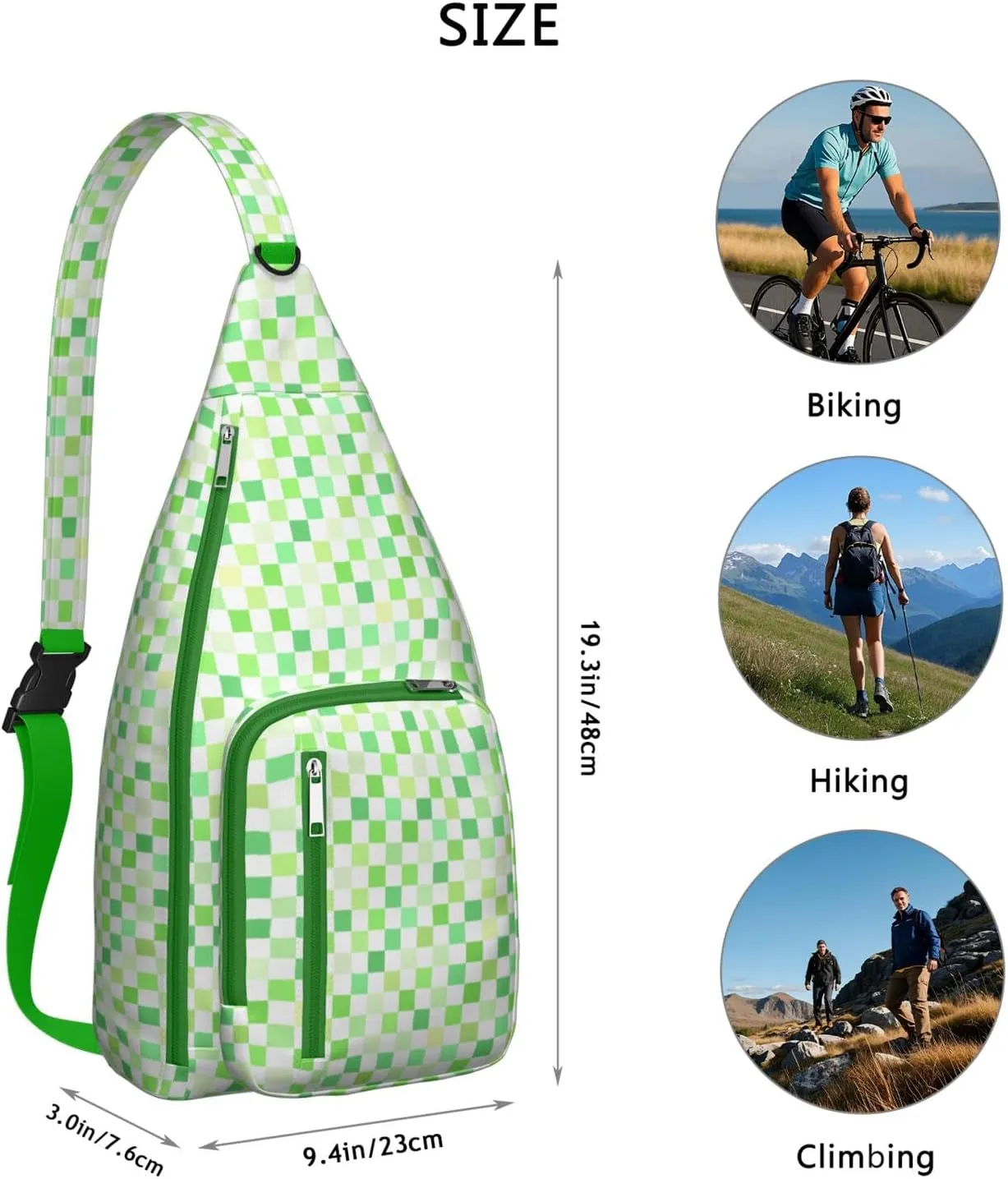 Shoulder Sling Crossbody Casual Chest Bag For Travel Sports Running,Backpack for Men & Women Lightweight Sports BagCrossbody Concealed Carry,Plaid Shoulder Bag Waterproof Chest Bag