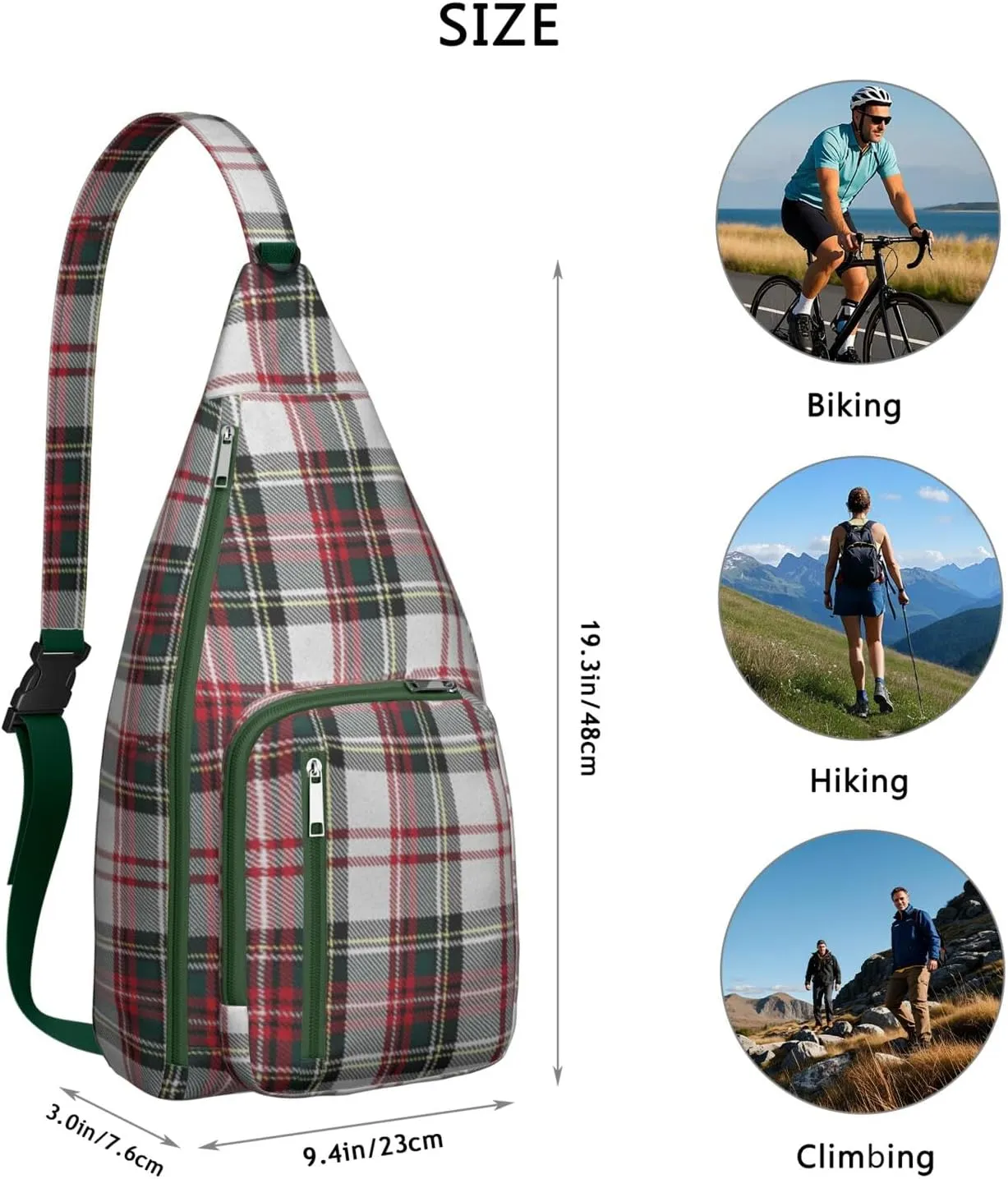 Shoulder Sling Crossbody Casual Chest Bag For Travel Sports Running,Backpack for Men & Women Lightweight Sports BagCrossbody Concealed Carry,Plaid Shoulder Bag Waterproof Chest Bag