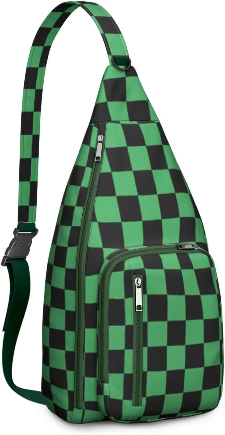Shoulder Sling Crossbody Casual Chest Bag For Travel Sports Running,Backpack for Men & Women Lightweight Sports BagCrossbody Concealed Carry,Plaid Shoulder Bag Waterproof Chest Bag