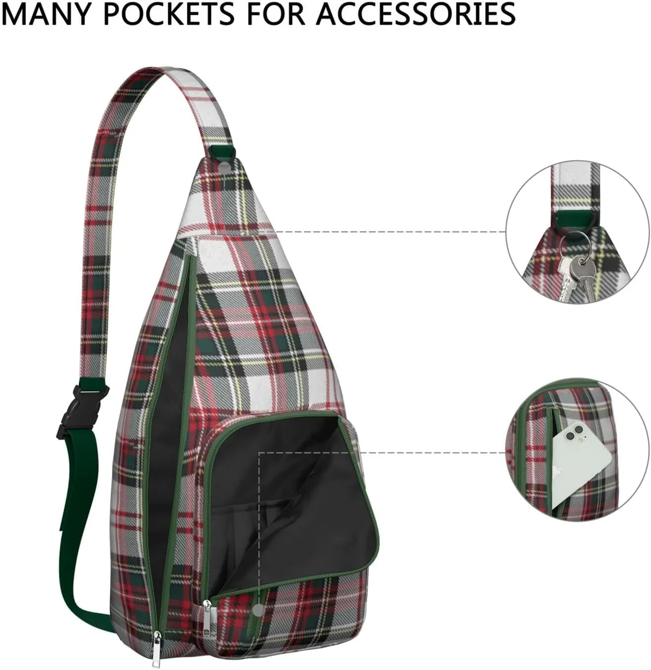 Shoulder Sling Crossbody Casual Chest Bag For Travel Sports Running,Backpack for Men & Women Lightweight Sports BagCrossbody Concealed Carry,Plaid Shoulder Bag Waterproof Chest Bag
