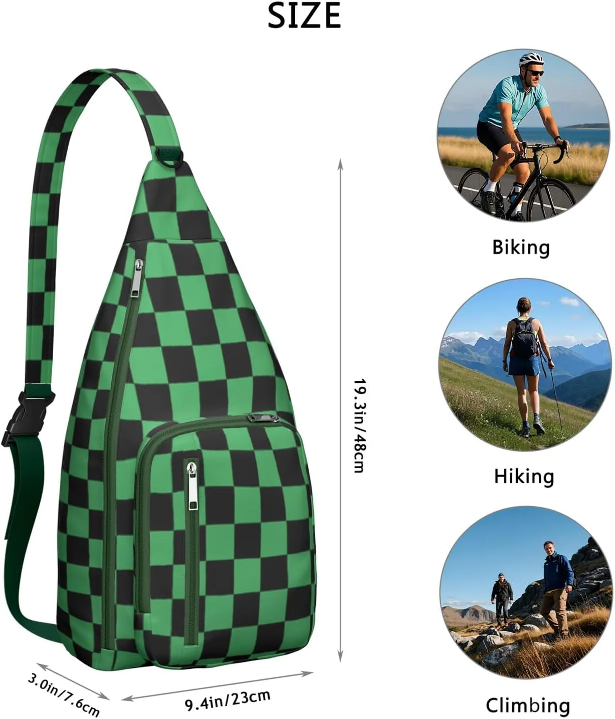 Shoulder Sling Crossbody Casual Chest Bag For Travel Sports Running,Backpack for Men & Women Lightweight Sports BagCrossbody Concealed Carry,Plaid Shoulder Bag Waterproof Chest Bag