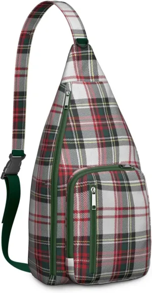 Shoulder Sling Crossbody Casual Chest Bag For Travel Sports Running,Backpack for Men & Women Lightweight Sports BagCrossbody Concealed Carry,Plaid Shoulder Bag Waterproof Chest Bag