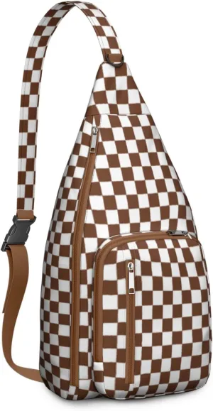 Shoulder Sling Crossbody Casual Chest Bag For Travel Sports Running,Backpack for Men & Women Lightweight Sports BagCrossbody Concealed Carry,Plaid Shoulder Bag Waterproof Chest Bag