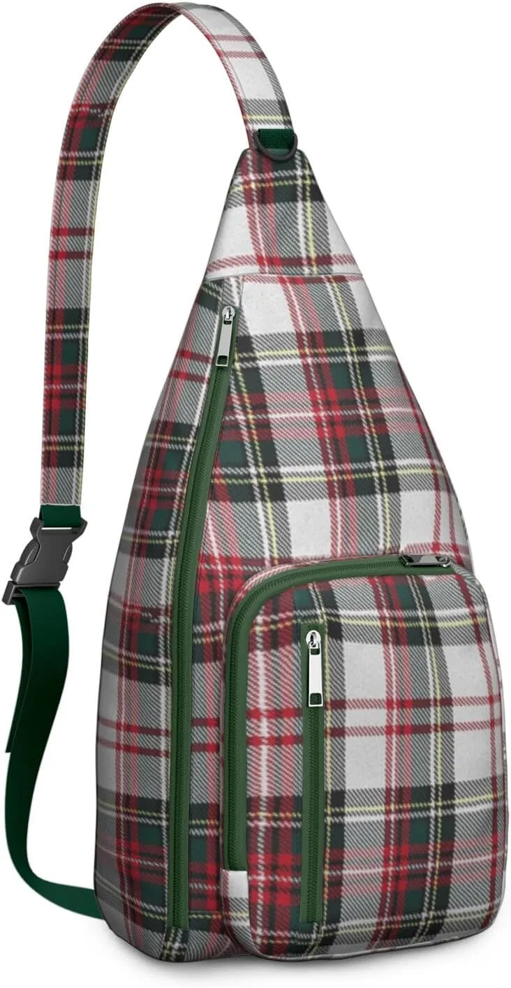 Shoulder Sling Crossbody Casual Chest Bag For Travel Sports Running,Backpack for Men & Women Lightweight Sports BagCrossbody Concealed Carry,Plaid Shoulder Bag Waterproof Chest Bag