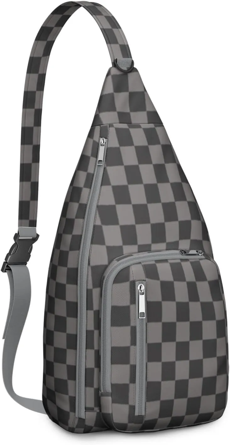 Shoulder Sling Crossbody Casual Chest Bag For Travel Sports Running,Backpack for Men & Women Lightweight Sports BagCrossbody Concealed Carry,Plaid Shoulder Bag Waterproof Chest Bag