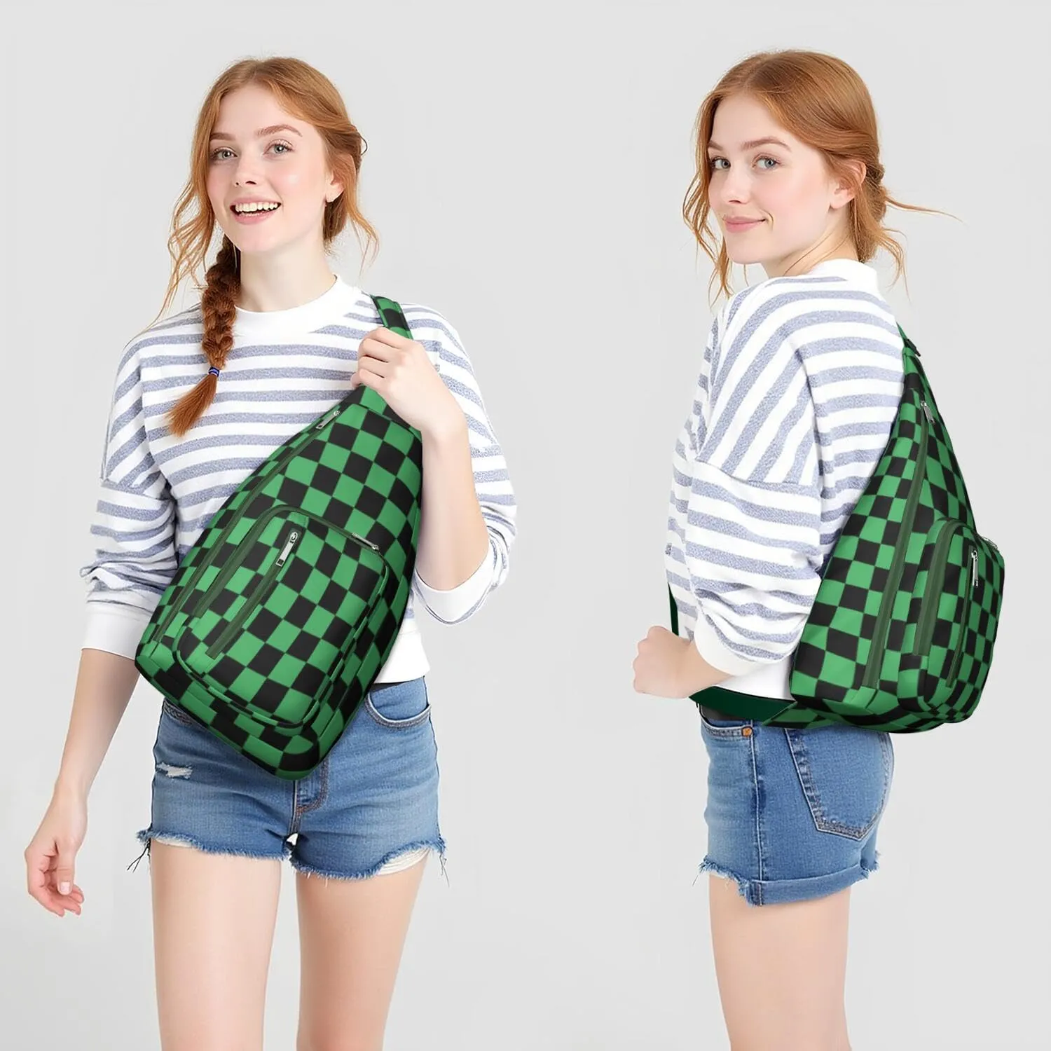 Shoulder Sling Crossbody Casual Chest Bag For Travel Sports Running,Backpack for Men & Women Lightweight Sports BagCrossbody Concealed Carry,Plaid Shoulder Bag Waterproof Chest Bag