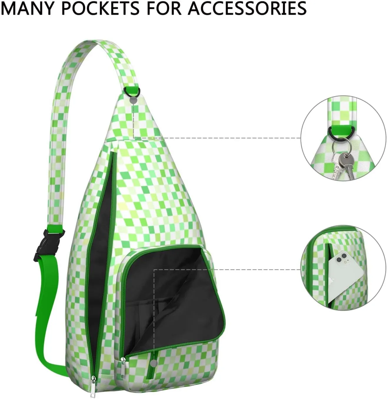 Shoulder Sling Crossbody Casual Chest Bag For Travel Sports Running,Backpack for Men & Women Lightweight Sports BagCrossbody Concealed Carry,Plaid Shoulder Bag Waterproof Chest Bag