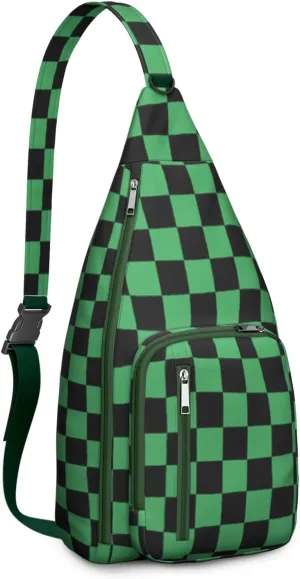 Shoulder Sling Crossbody Casual Chest Bag For Travel Sports Running,Backpack for Men & Women Lightweight Sports BagCrossbody Concealed Carry,Plaid Shoulder Bag Waterproof Chest Bag