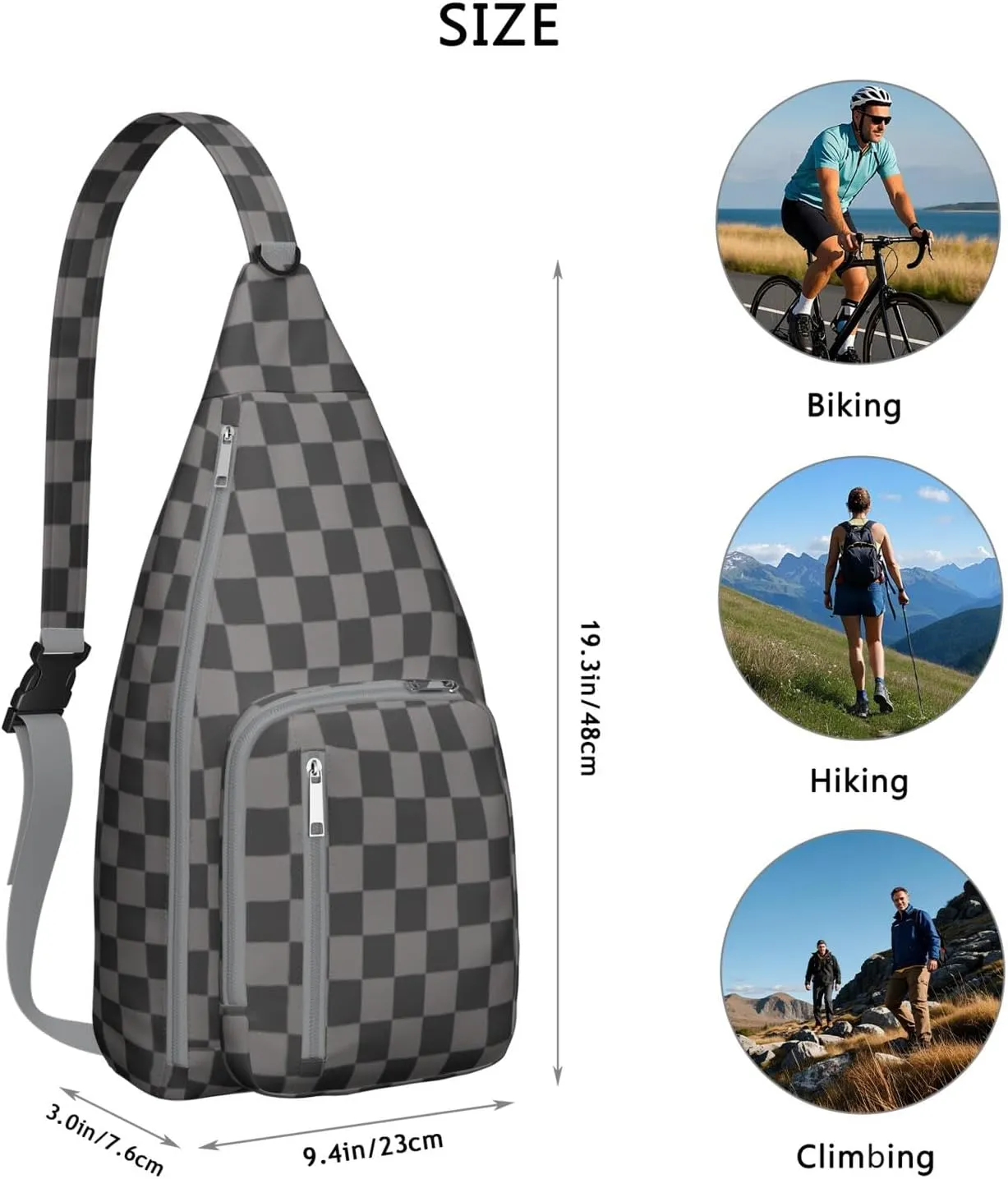 Shoulder Sling Crossbody Casual Chest Bag For Travel Sports Running,Backpack for Men & Women Lightweight Sports BagCrossbody Concealed Carry,Plaid Shoulder Bag Waterproof Chest Bag
