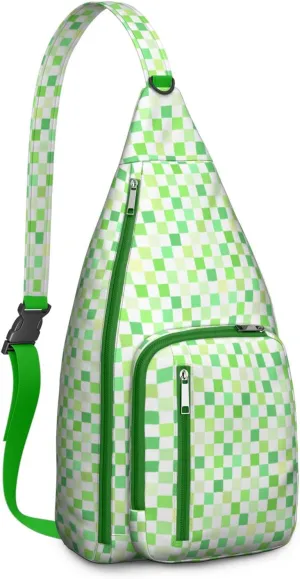 Shoulder Sling Crossbody Casual Chest Bag For Travel Sports Running,Backpack for Men & Women Lightweight Sports BagCrossbody Concealed Carry,Plaid Shoulder Bag Waterproof Chest Bag