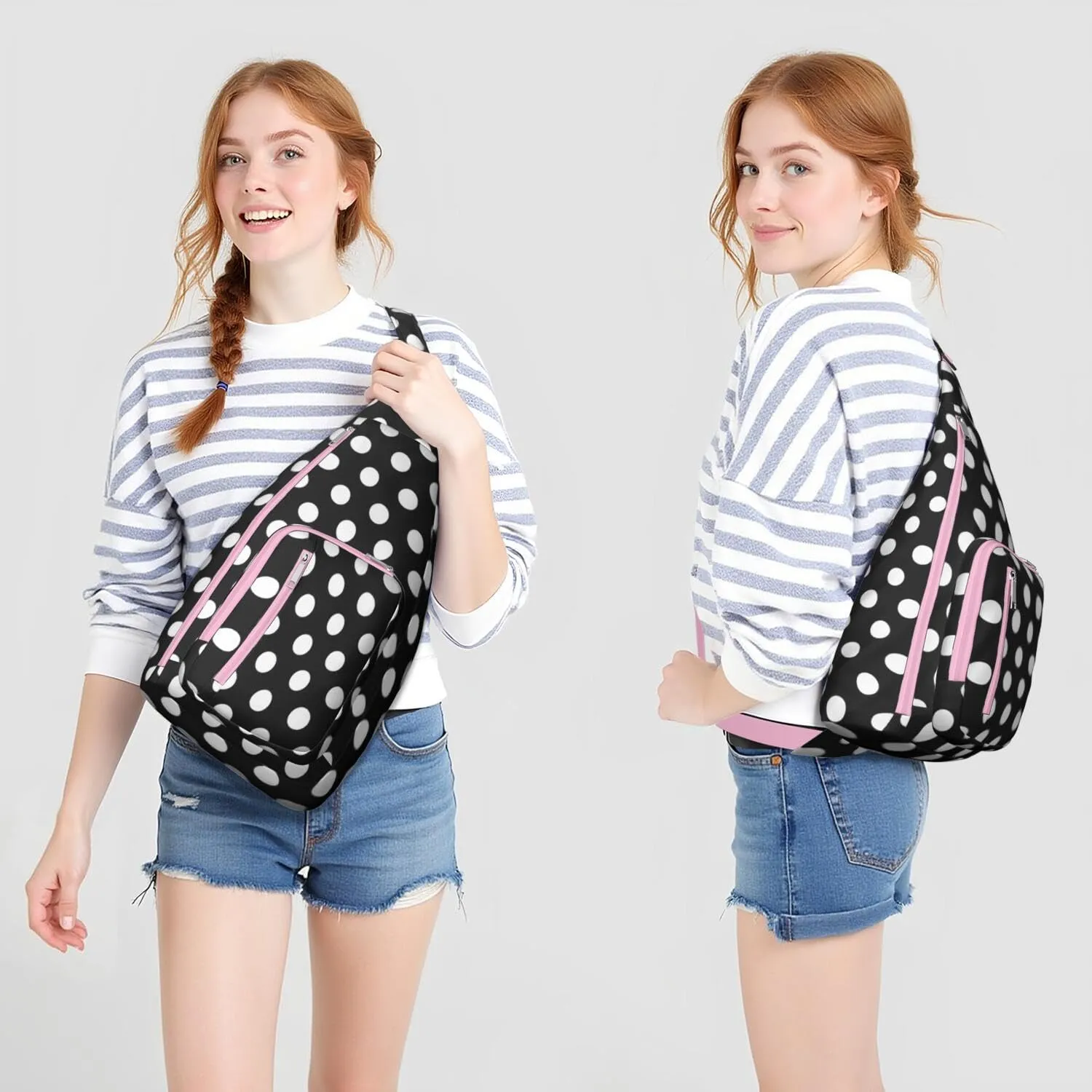 Shoulder Sling Crossbody Casual Chest Bag For Travel Sports Running,Backpack for Men & Women Lightweight Sports BagCrossbody Concealed Carry,Polka Shoulder Bag Waterproof Chest Bag