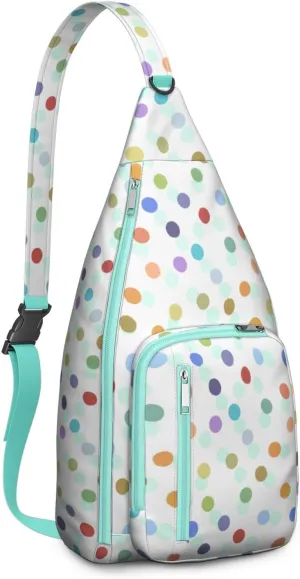 Shoulder Sling Crossbody Casual Chest Bag For Travel Sports Running,Backpack for Men & Women Lightweight Sports BagCrossbody Concealed Carry,Polka Shoulder Bag Waterproof Chest Bag