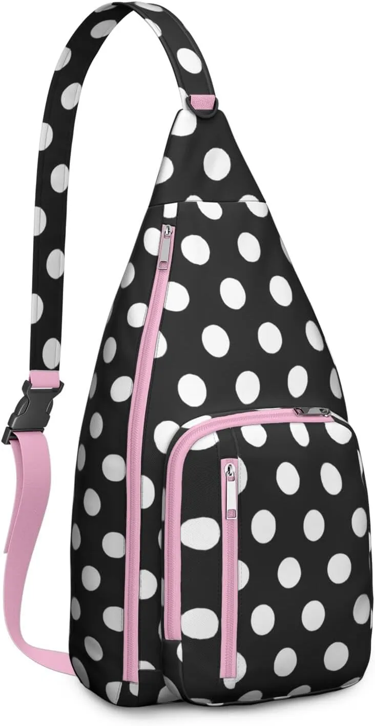Shoulder Sling Crossbody Casual Chest Bag For Travel Sports Running,Backpack for Men & Women Lightweight Sports BagCrossbody Concealed Carry,Polka Shoulder Bag Waterproof Chest Bag