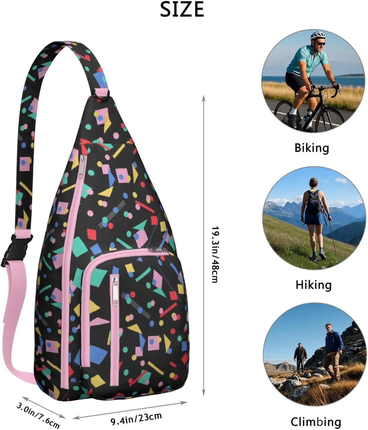 Shoulder Sling Crossbody Casual Chest Bag For Travel Sports Running,Backpack for Men & Women Lightweight Sports BagCrossbody Concealed Carry,Polka Shoulder Bag Waterproof Chest Bag