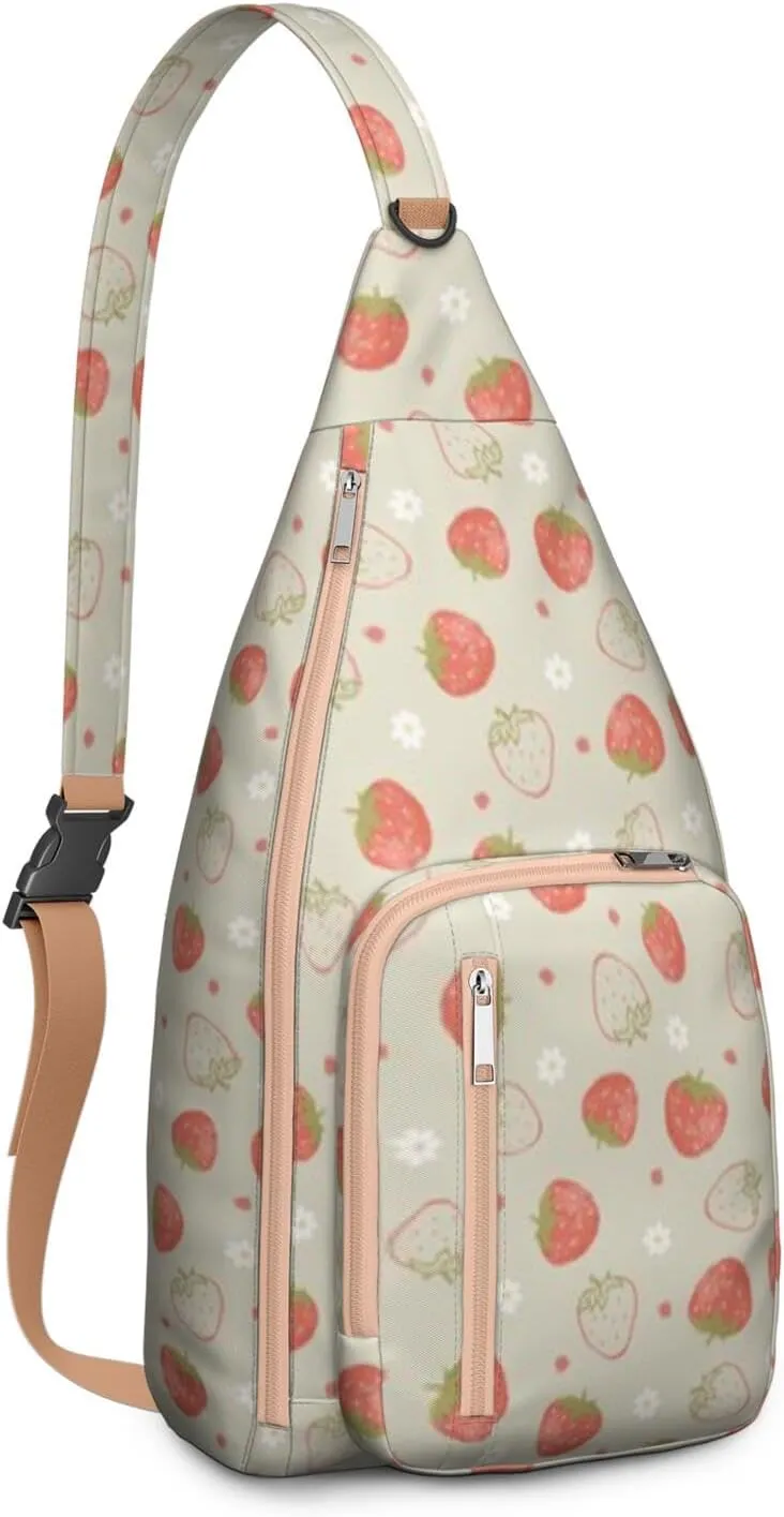 Shoulder Sling Crossbody Casual Chest Bag For Travel Sports Running,Backpack for Men & Women Lightweight Sports BagCrossbody Concealed Carry,Strawberry Shoulder Bag Waterproof Chest Bag