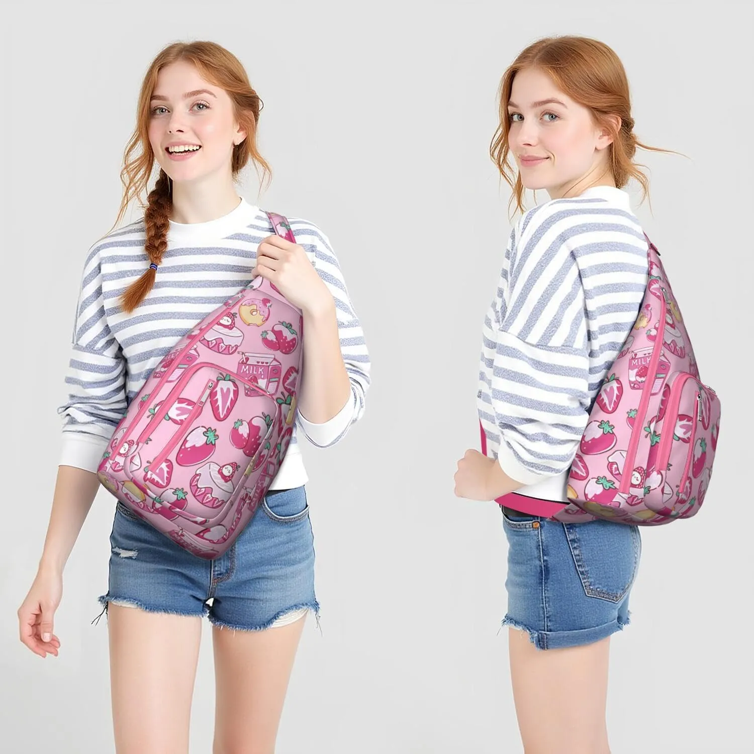 Shoulder Sling Crossbody Casual Chest Bag For Travel Sports Running,Backpack for Men & Women Lightweight Sports BagCrossbody Concealed Carry,Strawberry Shoulder Bag Waterproof Chest Bag