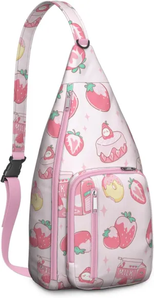 Shoulder Sling Crossbody Casual Chest Bag For Travel Sports Running,Backpack for Men & Women Lightweight Sports BagCrossbody Concealed Carry,Strawberry Shoulder Bag Waterproof Chest Bag