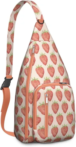 Shoulder Sling Crossbody Casual Chest Bag For Travel Sports Running,Backpack for Men & Women Lightweight Sports BagCrossbody Concealed Carry,Strawberry Shoulder Bag Waterproof Chest Bag