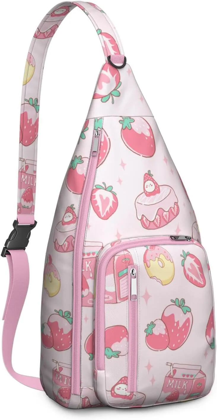 Shoulder Sling Crossbody Casual Chest Bag For Travel Sports Running,Backpack for Men & Women Lightweight Sports BagCrossbody Concealed Carry,Strawberry Shoulder Bag Waterproof Chest Bag