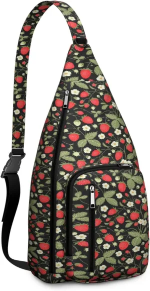 Shoulder Sling Crossbody Casual Chest Bag For Travel Sports Running,Backpack for Men & Women Lightweight Sports BagCrossbody Concealed Carry,Strawberry Shoulder Bag Waterproof Chest Bag