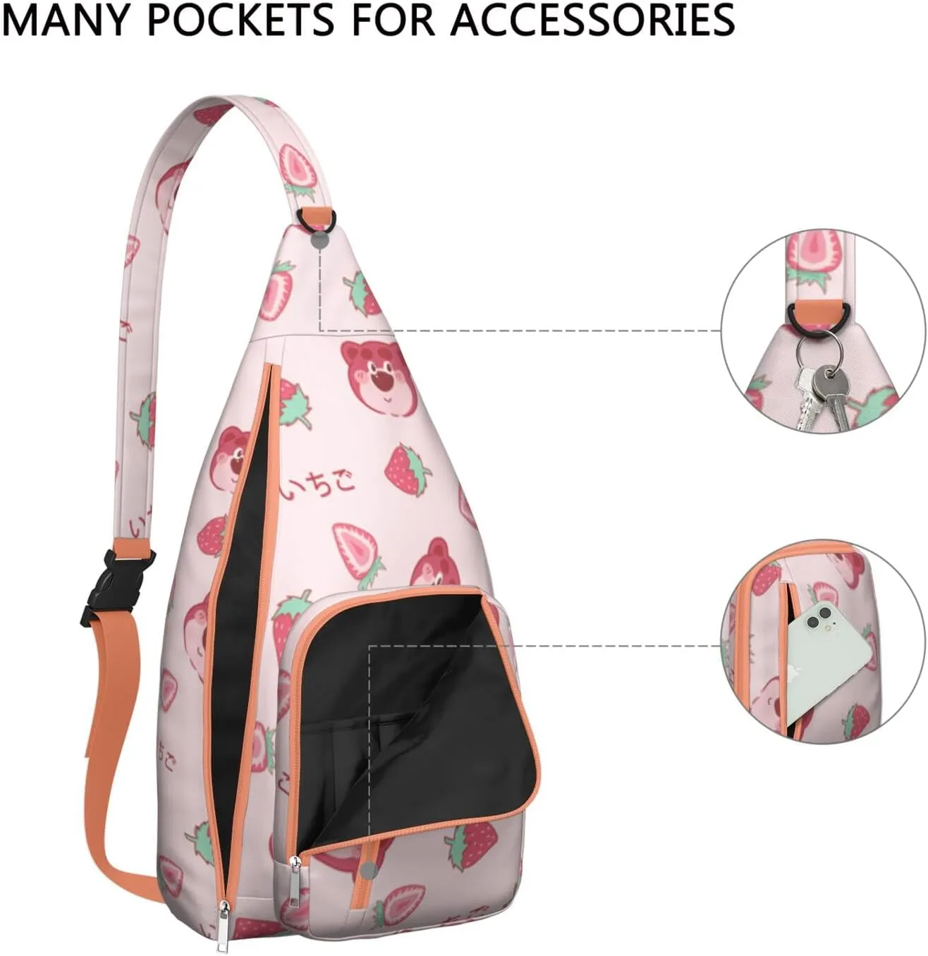 Shoulder Sling Crossbody Casual Chest Bag For Travel Sports Running,Backpack for Men & Women Lightweight Sports BagCrossbody Concealed Carry,Strawberry Shoulder Bag Waterproof Chest Bag