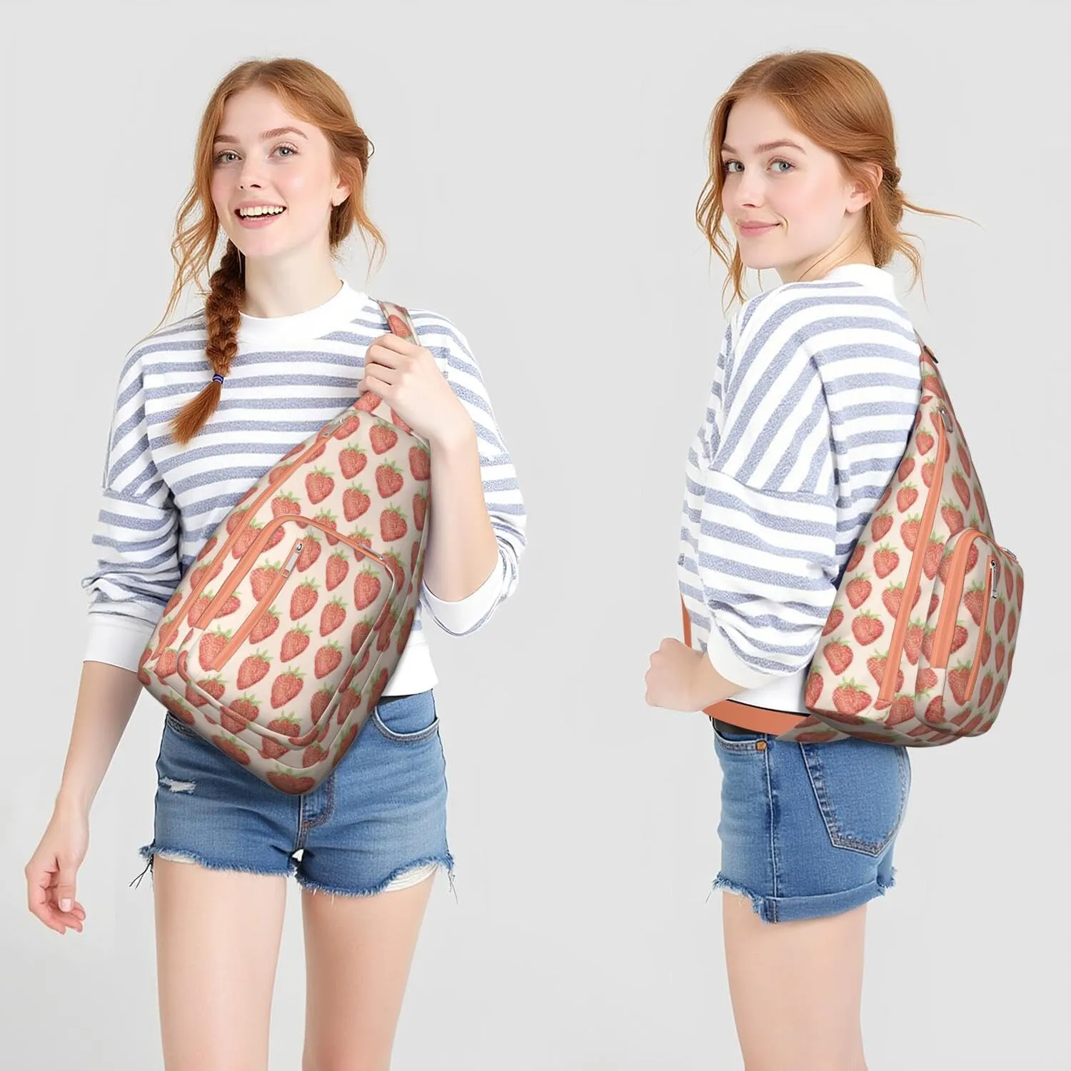 Shoulder Sling Crossbody Casual Chest Bag For Travel Sports Running,Backpack for Men & Women Lightweight Sports BagCrossbody Concealed Carry,Strawberry Shoulder Bag Waterproof Chest Bag