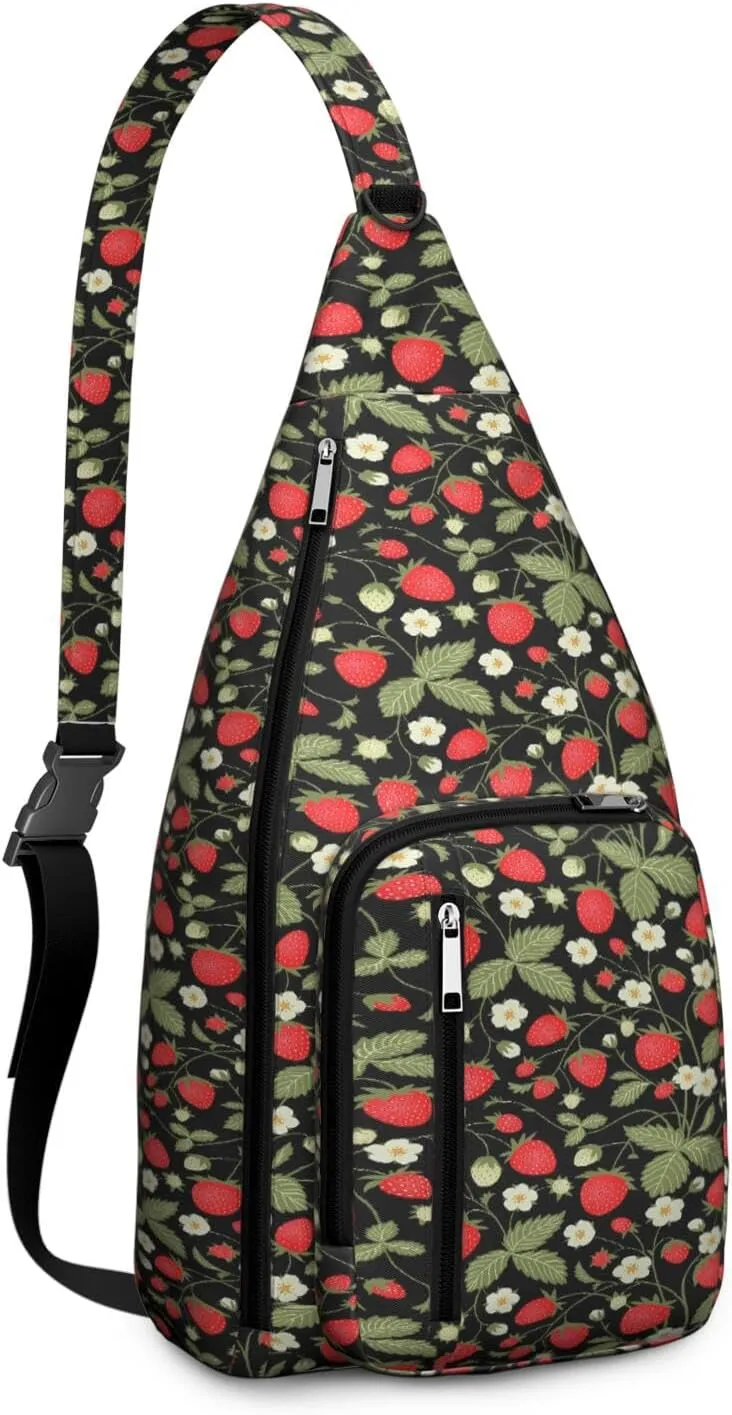 Shoulder Sling Crossbody Casual Chest Bag For Travel Sports Running,Backpack for Men & Women Lightweight Sports BagCrossbody Concealed Carry,Strawberry Shoulder Bag Waterproof Chest Bag