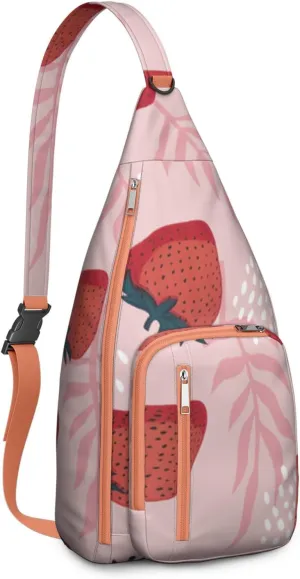 Shoulder Sling Crossbody Casual Chest Bag For Travel Sports Running,Backpack for Men & Women Lightweight Sports BagCrossbody Concealed Carry,Strawberry Shoulder Bag Waterproof Chest Bag