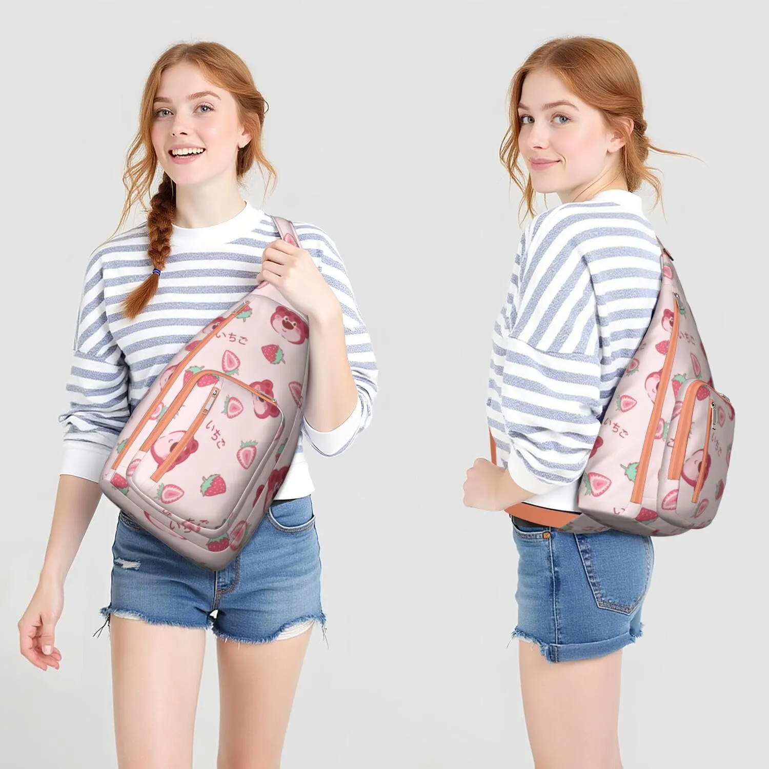 Shoulder Sling Crossbody Casual Chest Bag For Travel Sports Running,Backpack for Men & Women Lightweight Sports BagCrossbody Concealed Carry,Strawberry Shoulder Bag Waterproof Chest Bag