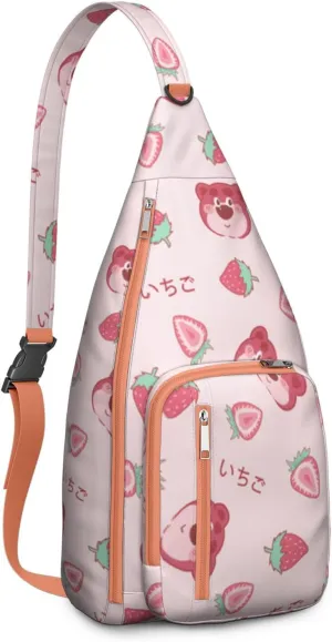 Shoulder Sling Crossbody Casual Chest Bag For Travel Sports Running,Backpack for Men & Women Lightweight Sports BagCrossbody Concealed Carry,Strawberry Shoulder Bag Waterproof Chest Bag