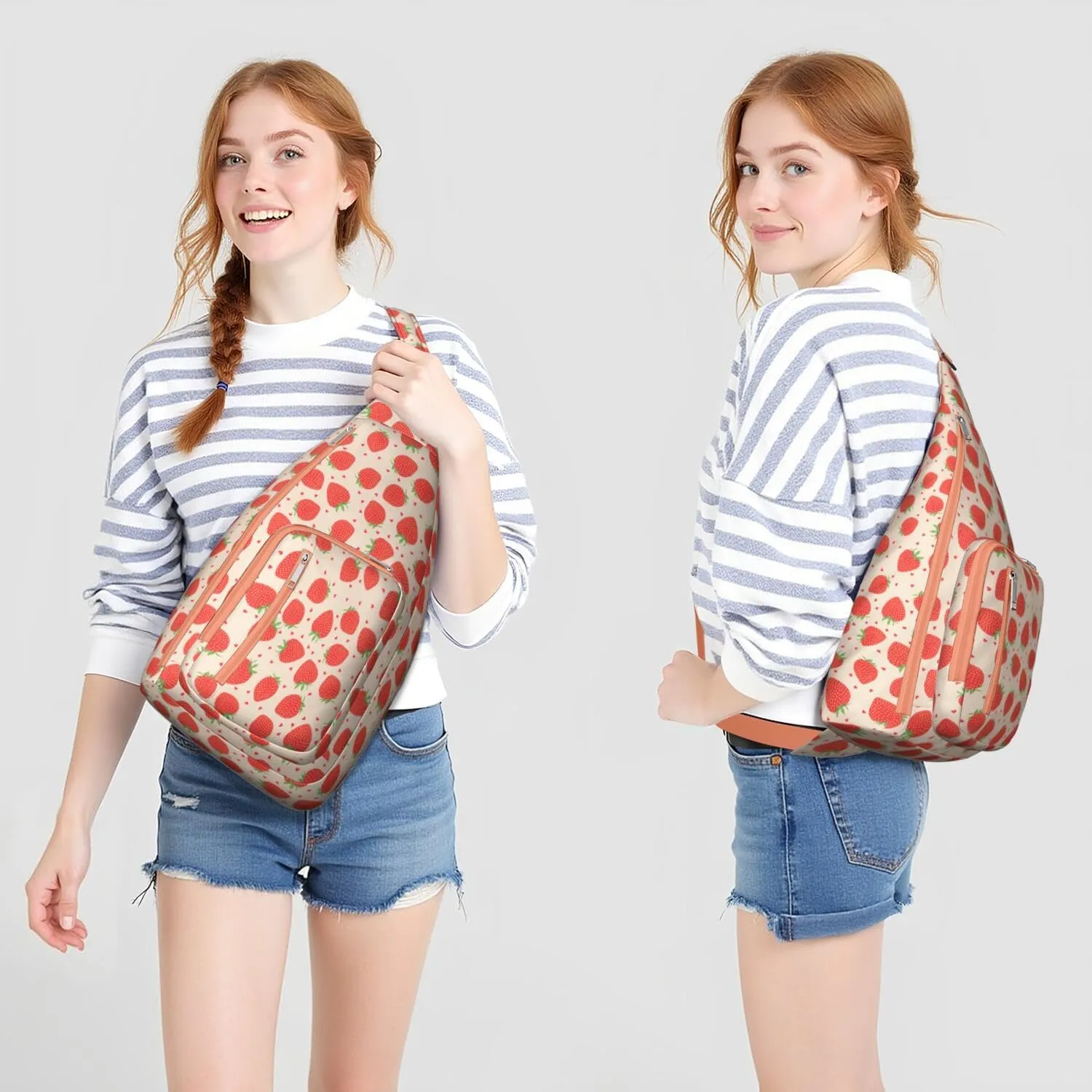 Shoulder Sling Crossbody Casual Chest Bag For Travel Sports Running,Backpack for Men & Women Lightweight Sports BagCrossbody Concealed Carry,Strawberry Shoulder Bag Waterproof Chest Bag
