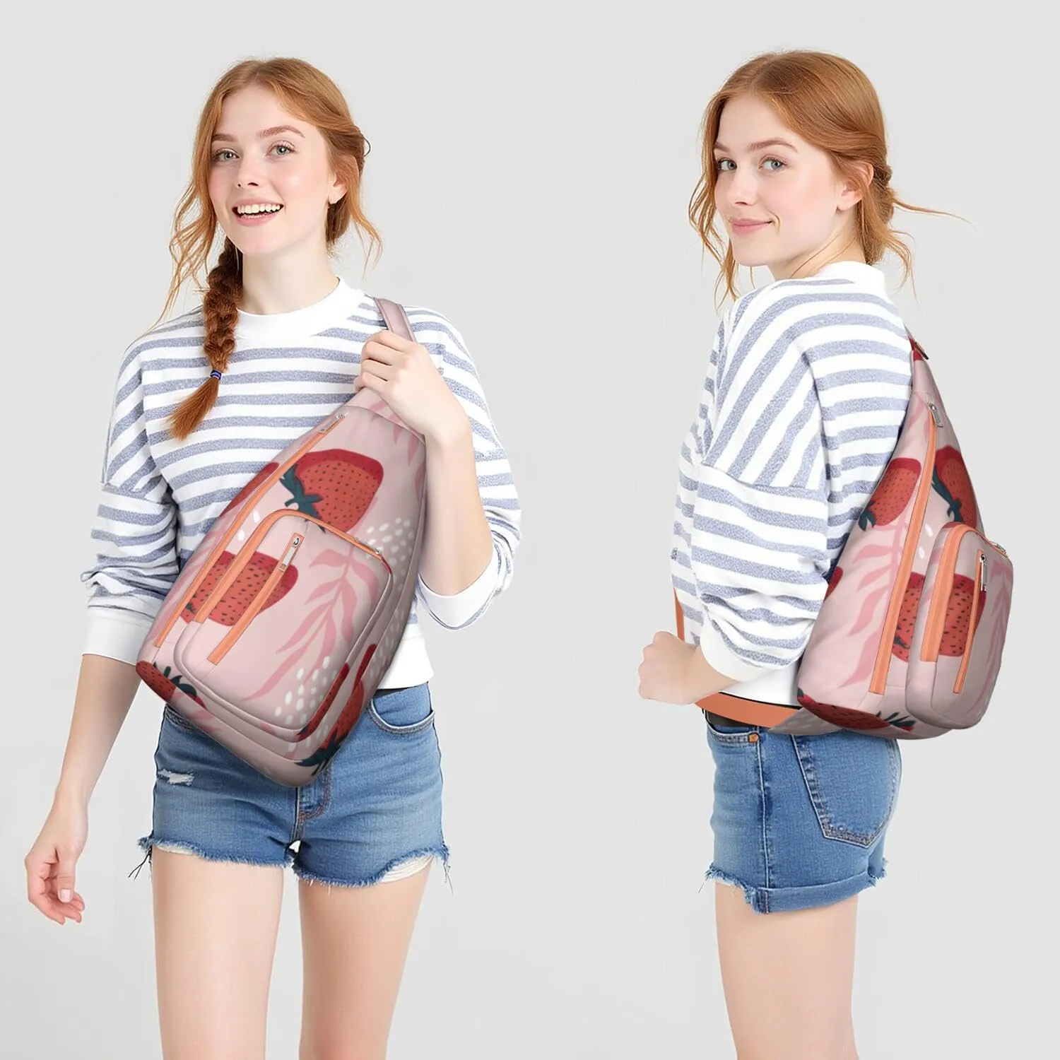 Shoulder Sling Crossbody Casual Chest Bag For Travel Sports Running,Backpack for Men & Women Lightweight Sports BagCrossbody Concealed Carry,Strawberry Shoulder Bag Waterproof Chest Bag